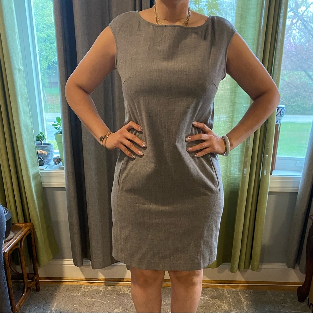 Charles Nolan Elegant Gray Sleeveless Dress